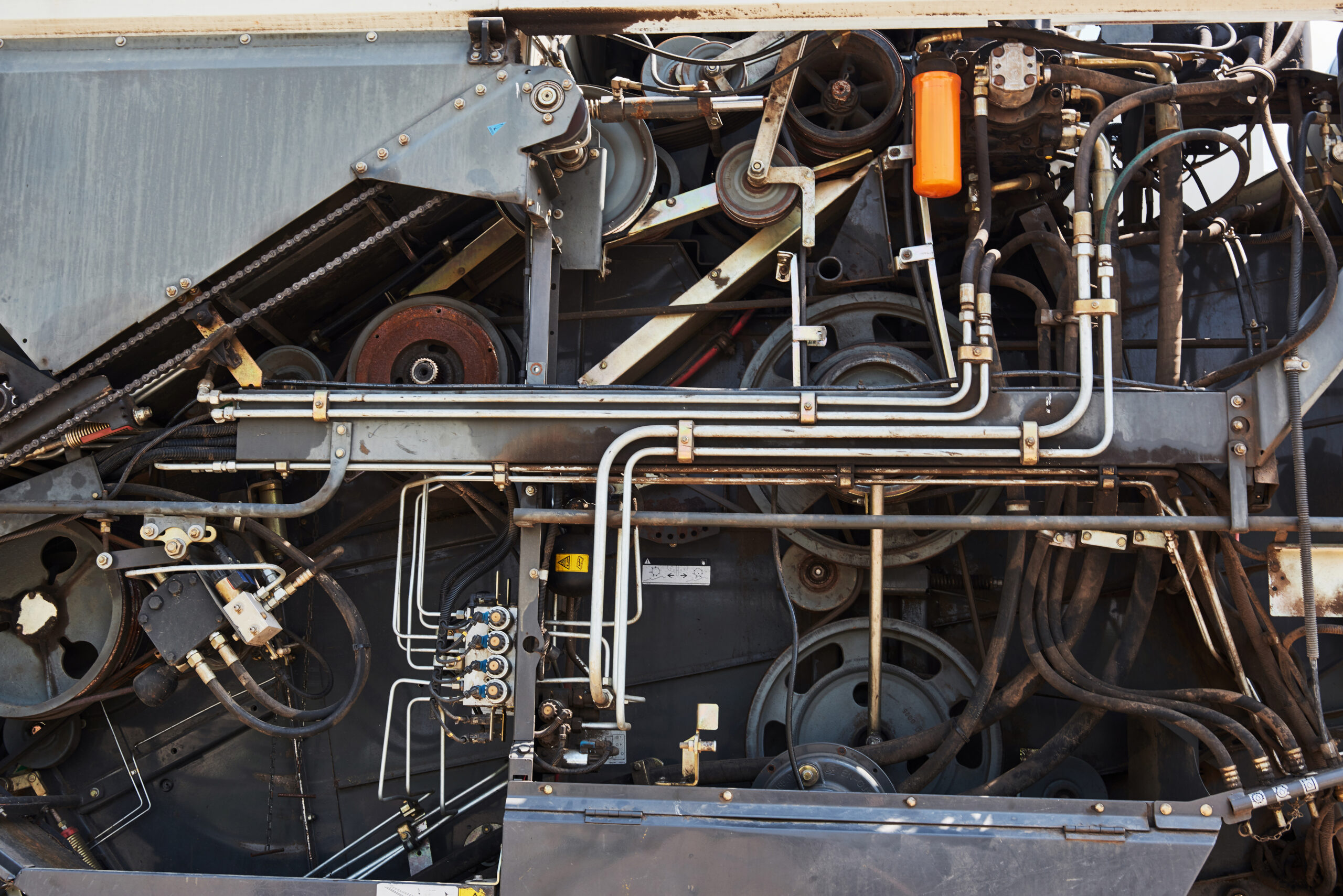 harvesters and combine parts at the plant are waiting for sales, tractors and agricultural machinery, maintenance and exports